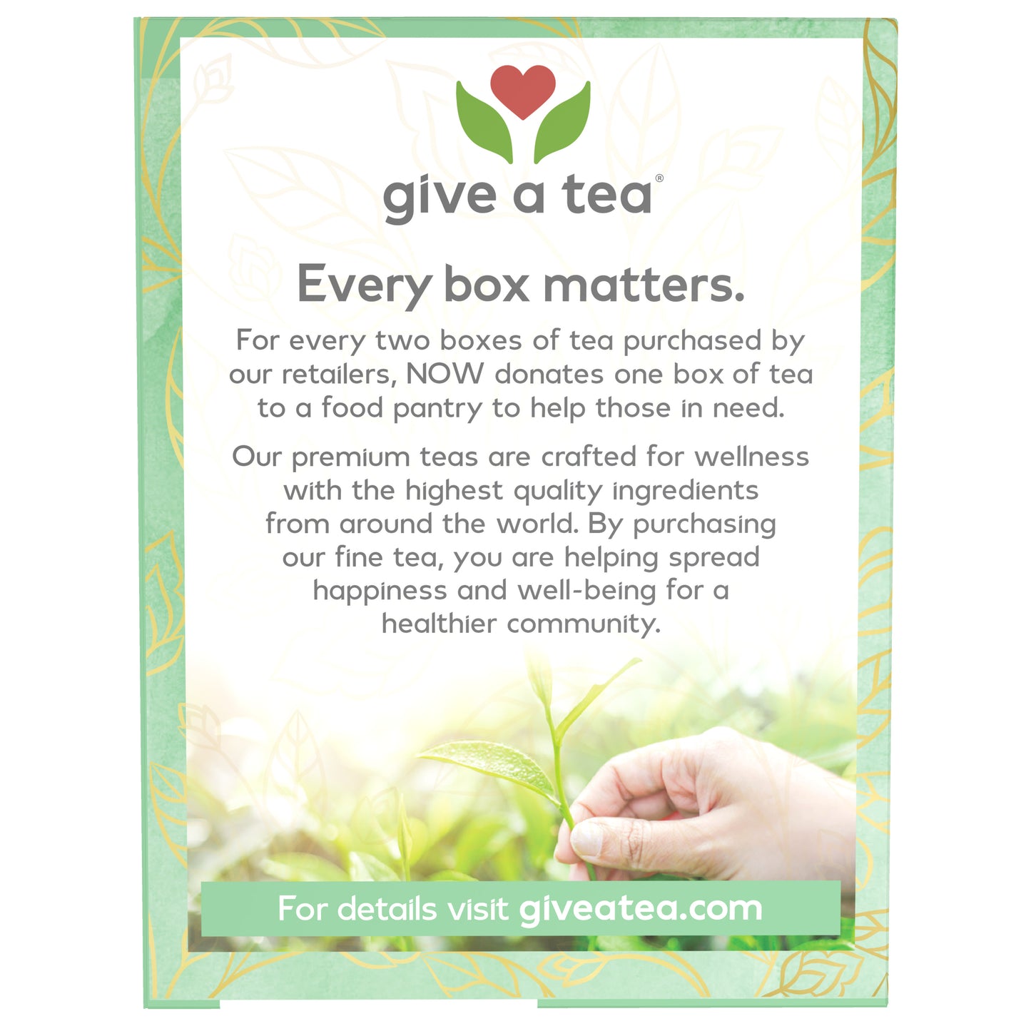 NOW Give a Tea Senna Mint organic herbal tea box