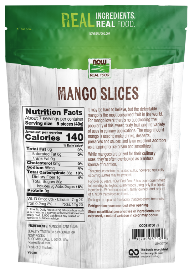 NOW Real Food Mango Slices, 10 oz – Fat Free Dried Mango Snack with No Added Sulfur