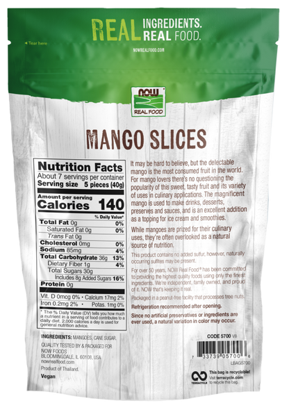 NOW Real Food Mango Slices, 10 oz – Fat Free Dried Mango Snack with No Added Sulfur