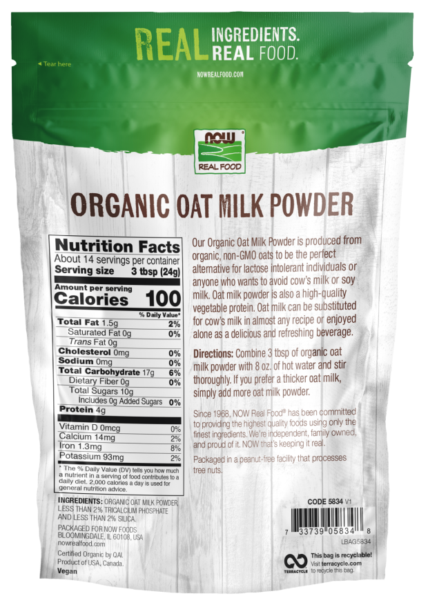 NOW Real Food Organic Oat Milk Powder 12 oz