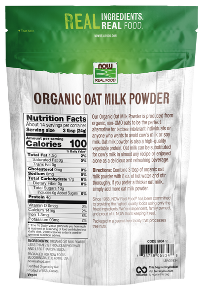 NOW Real Food Organic Oat Milk Powder 12 oz