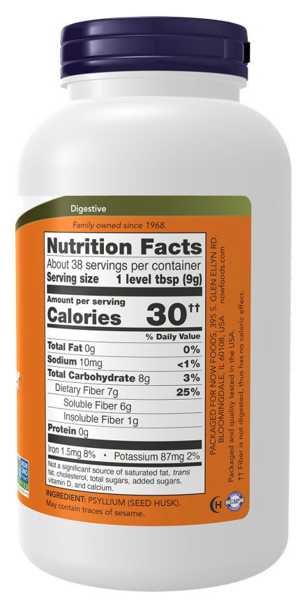 NOW Psyllium Husk Powder Soluble Fiber 12 oz