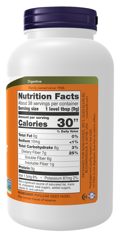 NOW Psyllium Husk Powder Soluble Fiber 12 oz