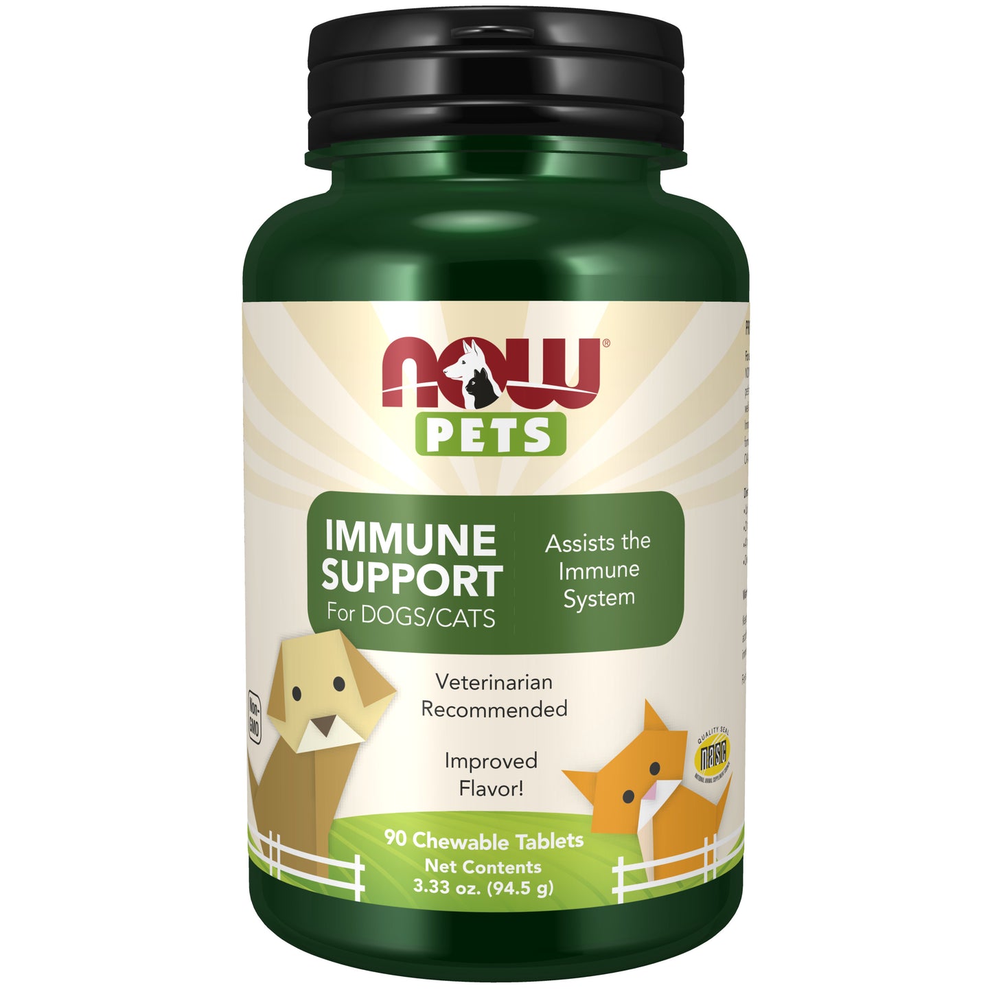 NOW Pet Health, Immune Support Supplement, Formulated for Cats & Dogs, 90 Chewable Tablets