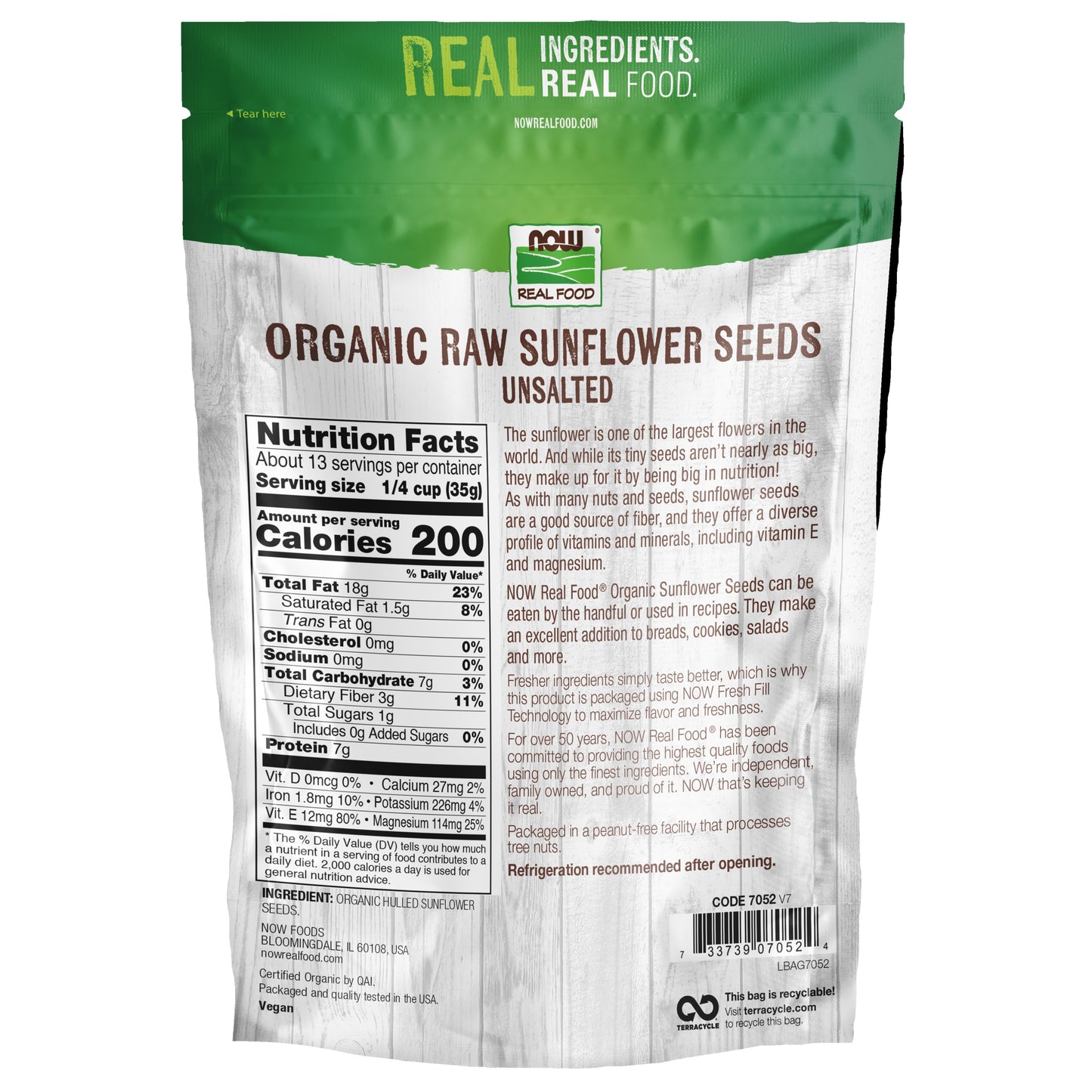 Buy NOW organic raw sunflower seeds 16 oz