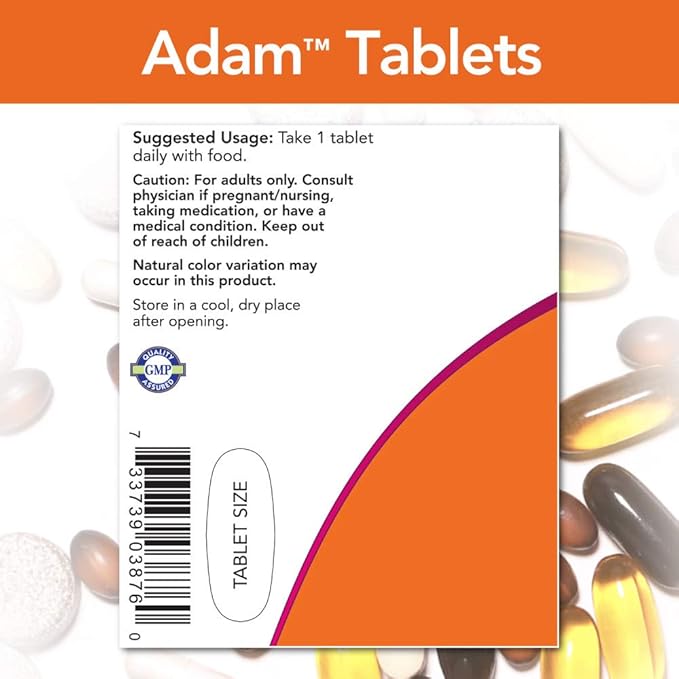 NOW ADAM men’s multivitamin tablets with saw palmetto and CoQ10