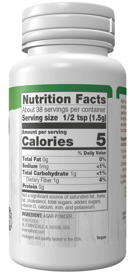 NOW Foods Agar Powder pure powder vegan substitute for gelatin