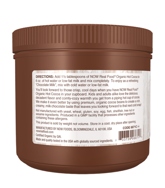 NOW Real Food Organic Hot Cocoa 14 oz jar