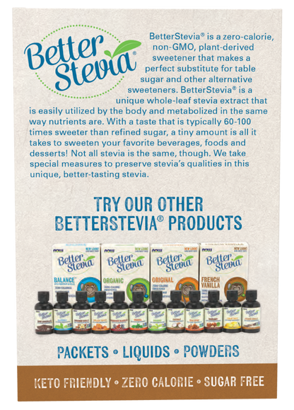 French Vanilla BetterStevia non-GMO sweetener packets for coffee and tea