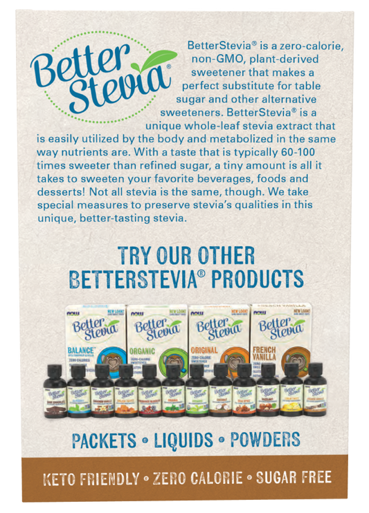 French Vanilla BetterStevia non-GMO sweetener packets for coffee and tea