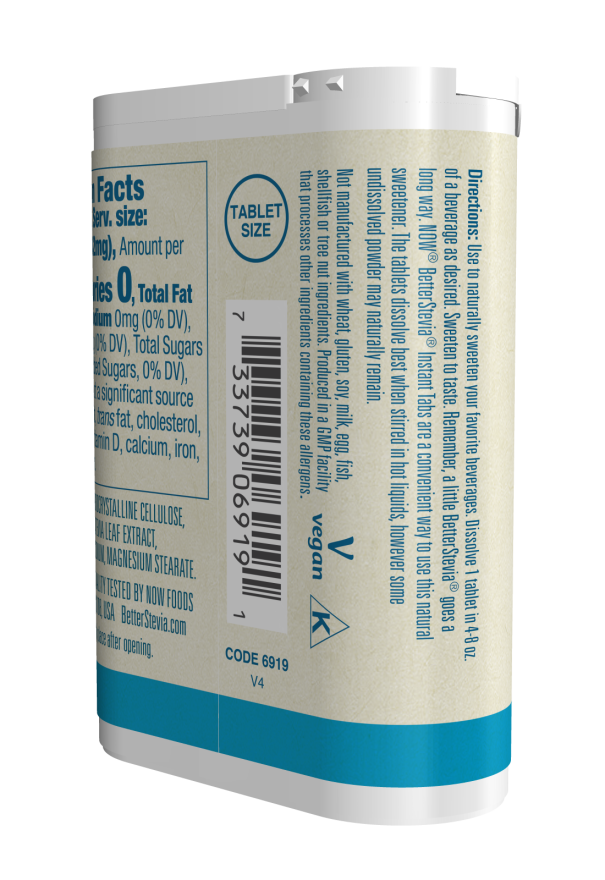 BetterStevia Instant Tabs by NOW Foods, quick dissolving sweetener tablets