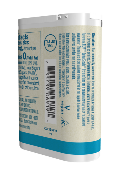 BetterStevia Instant Tabs by NOW Foods, quick dissolving sweetener tablets
