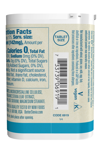 NOW BetterStevia Instant Tabs zero-calorie sweetener 175 tablets