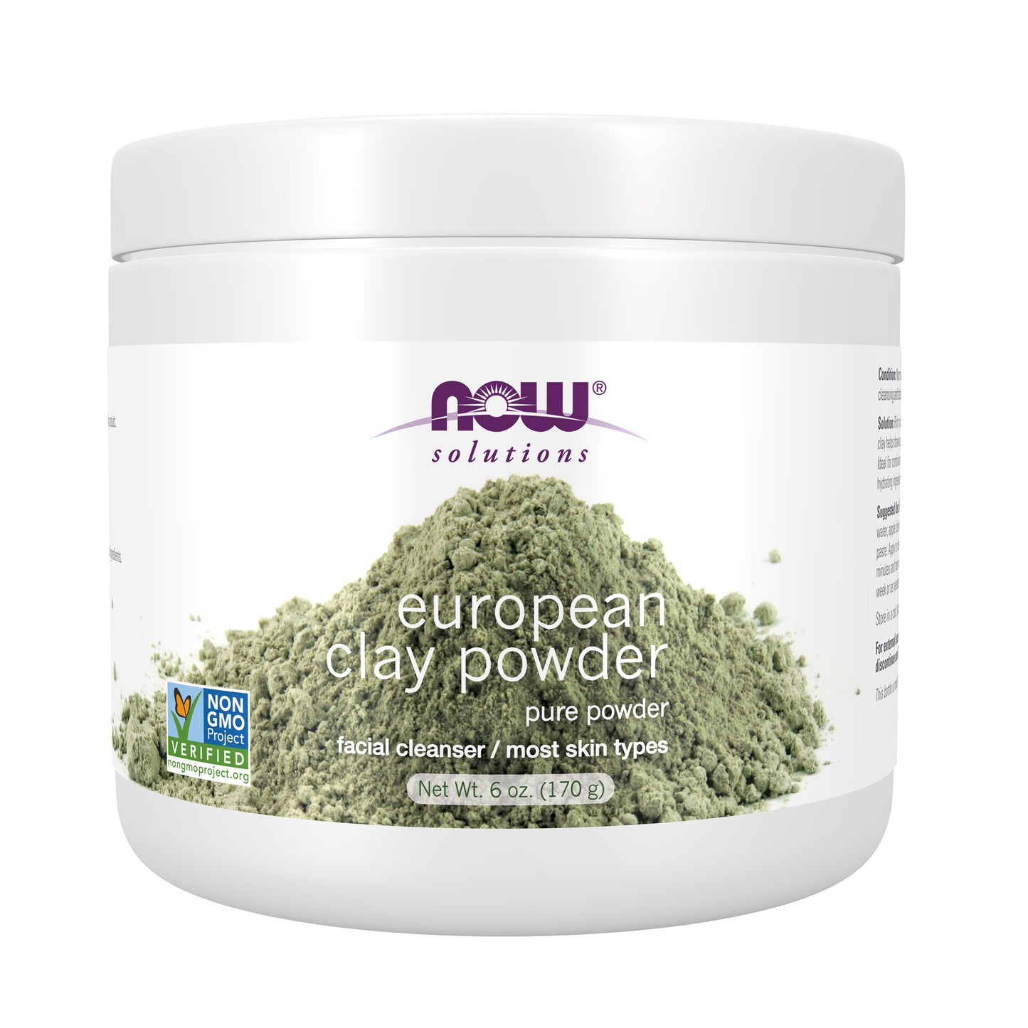 NOW Solutions, European Clay Powder, Pure Powder for a Detox Facial Cleansing Mask, 6-Ounce
