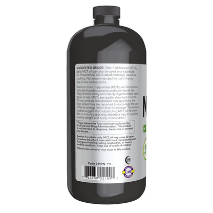 NOW Sports MCT Oil liquid supplement bottle, 32 fl oz