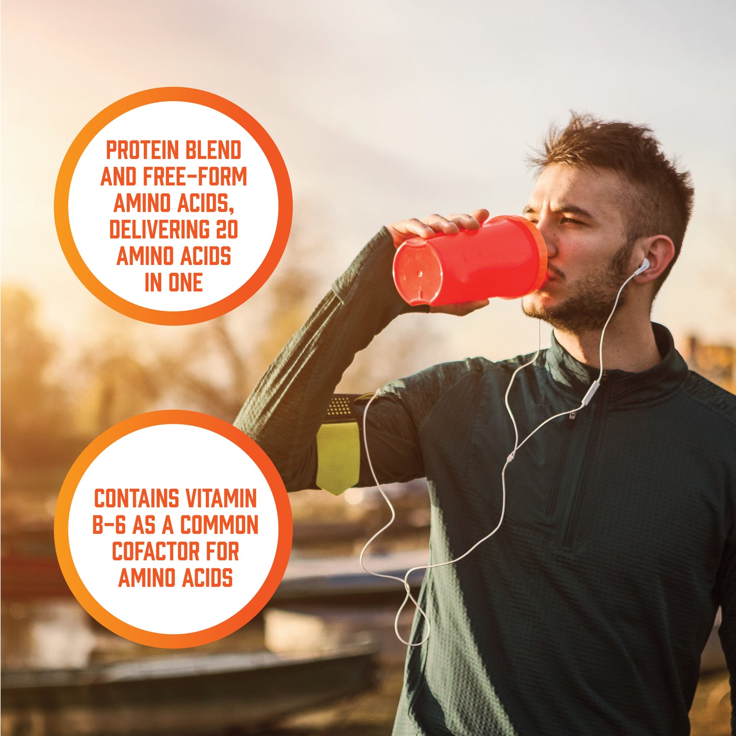 NOW Sports Amino Complete capsules featuring 20 amino acids and vitamin B6