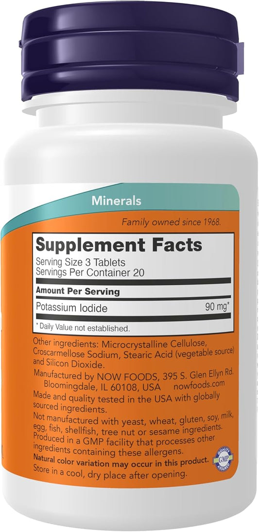 NOW Potassium Iodide vegetarian vegan tablets for short-term use