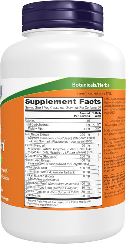 NOW Liver Refresh Milk Thistle Liver Support – 180 Veg Capsules