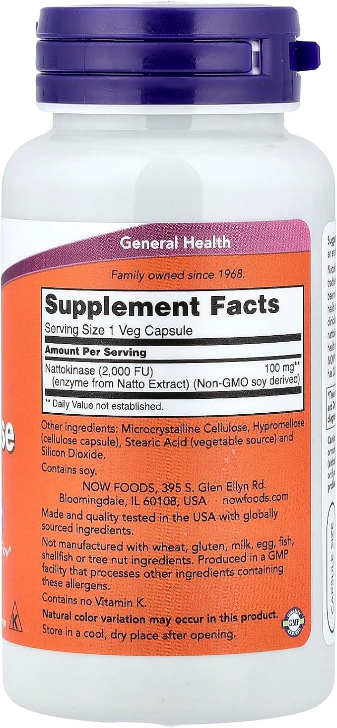 NOW Nattokinase 100 mg 120 Veg Capsules