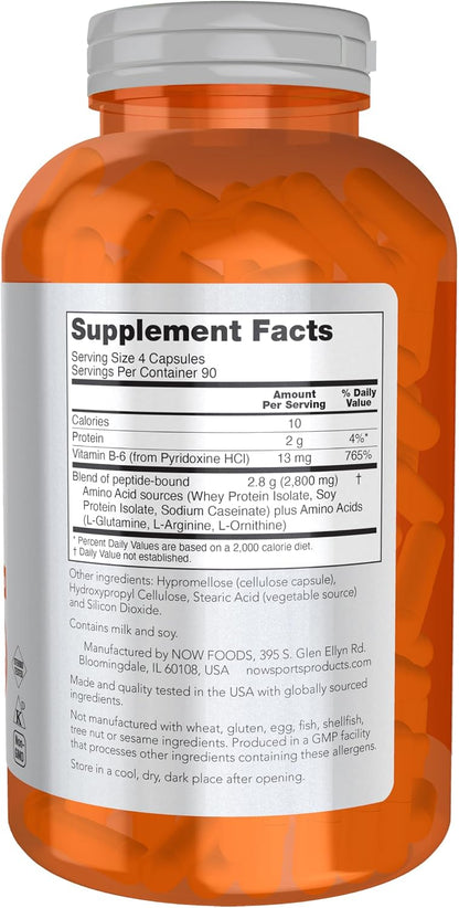 NOW Sports Amino Complete amino acid supplement bottle with 360 capsules