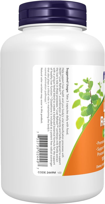 NOW Liver Refresh Milk Thistle Liver Support – 180 Veg Capsules