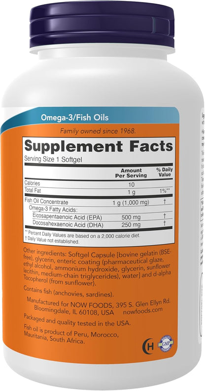 NOW Ultra Omega-3 Fish Oil dietary supplement bottle with 180 softgels