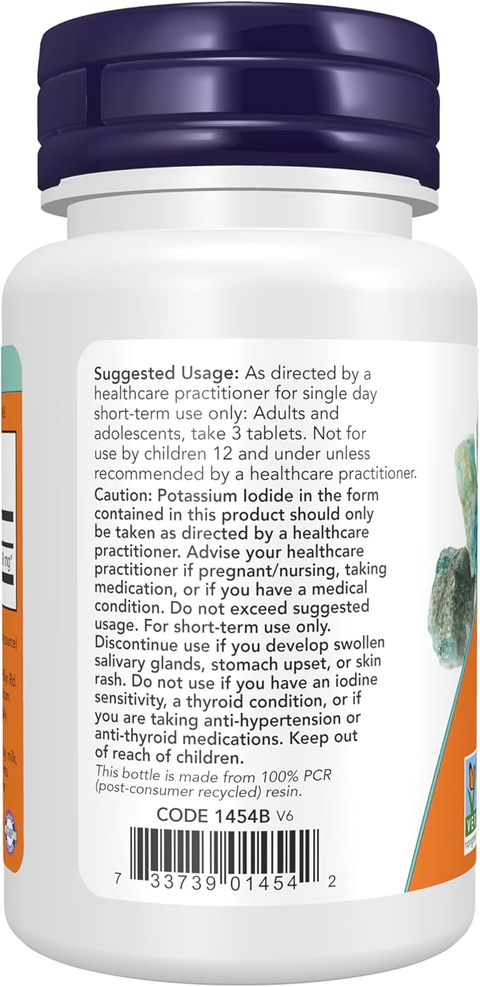 NOW Potassium Iodide dietary supplement bottle with 60 tablets