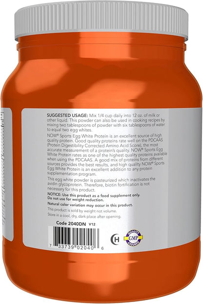 NOW Egg White Protein powder with 15 g protein per serving
