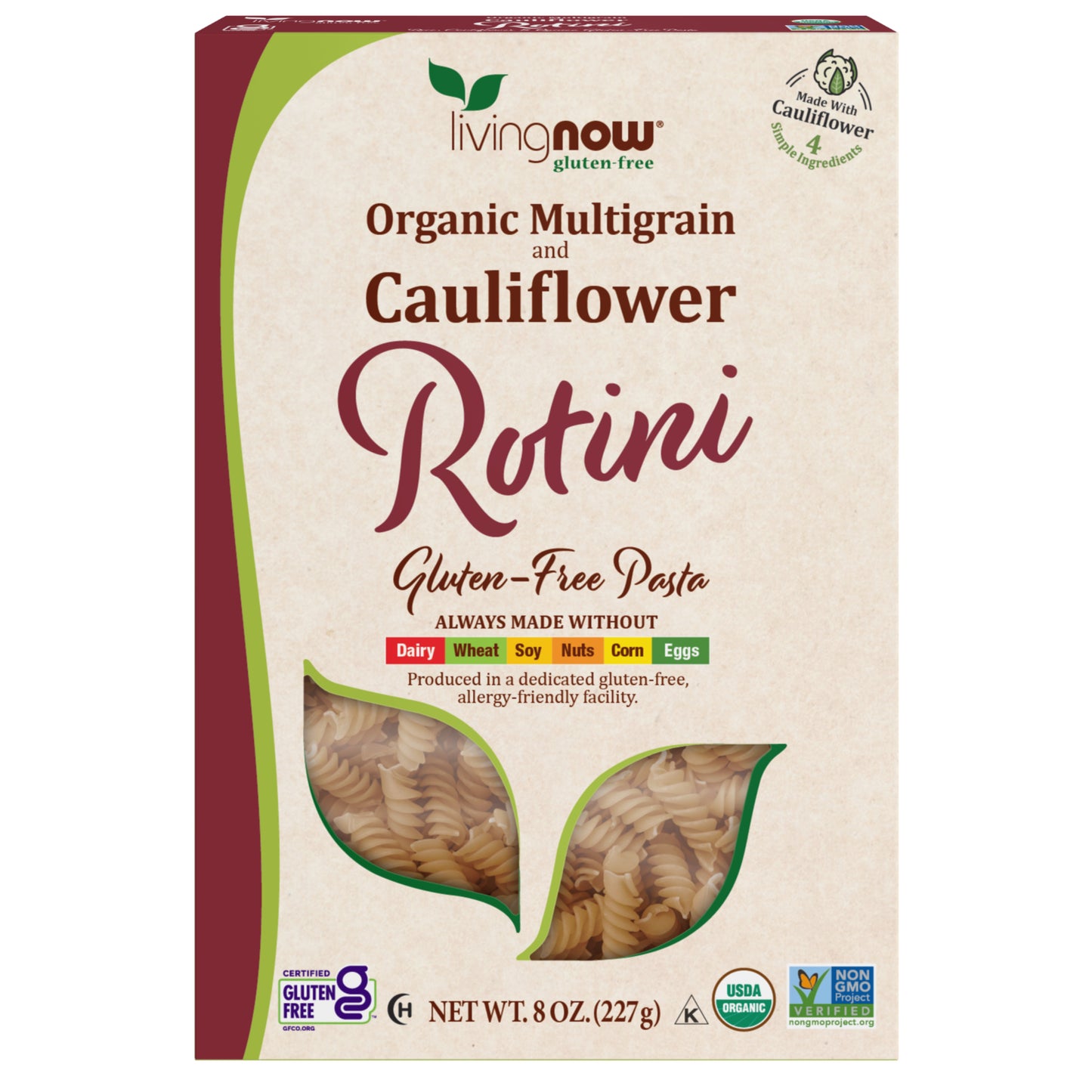 Cauliflower and Multigrain Rotini Pasta, Organic - 8 oz.