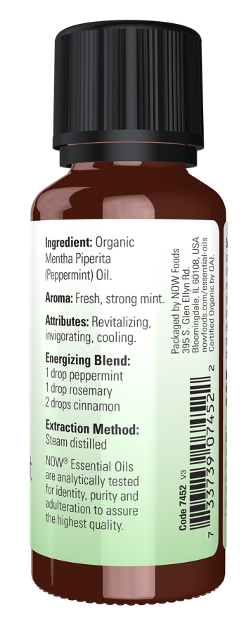 NOW Organic Peppermint Essential Oil, Pure Aromatherapy Oil, 1 fl oz