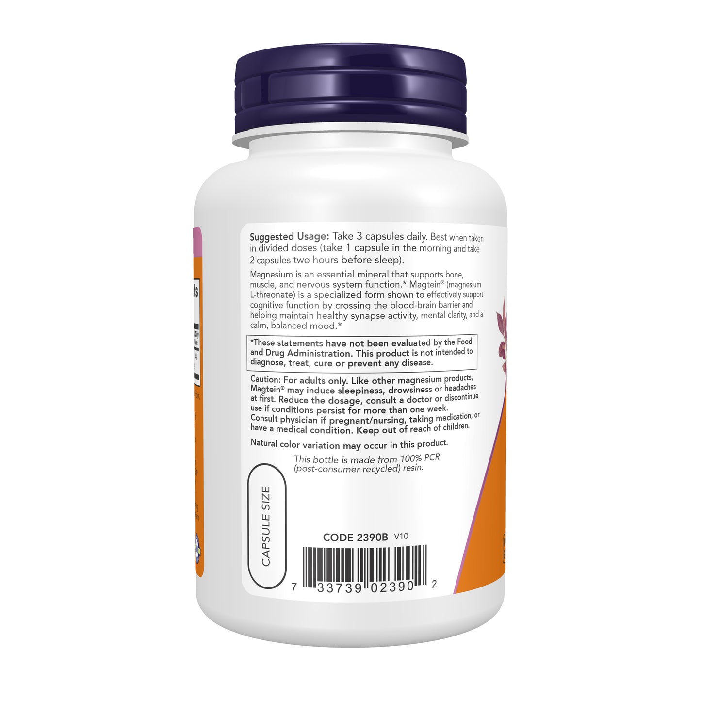 NOW Magtein Cognitive Support Magnesium L-Threonate vegetarian capsules
