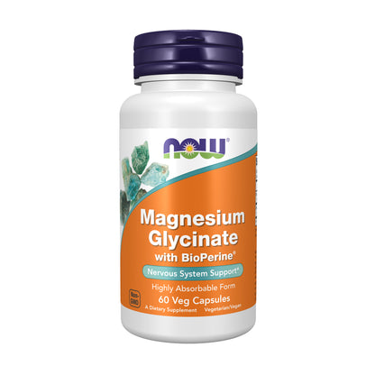NOW Foods, Magnesium Glycinate with BioPerine® - 60 Veg Capsules