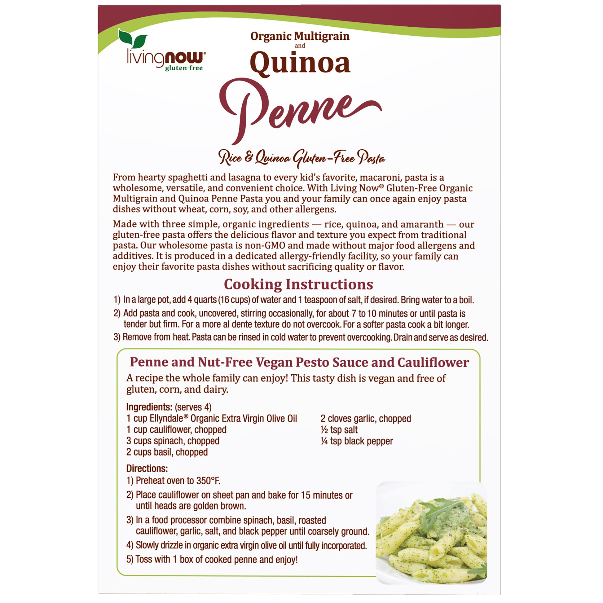 Living Now Organic Multigrain Quinoa Penne 8 oz box