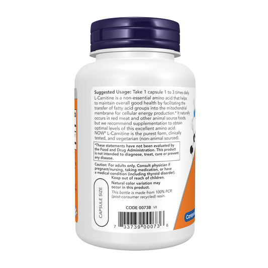 NOW L-Carnitine supplement for fitness support and active lifestyles