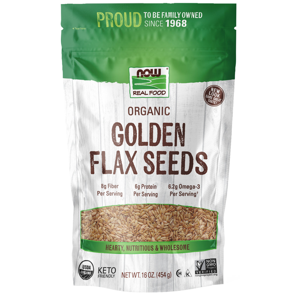 Golden Flax Seeds, Organic - 16 oz.