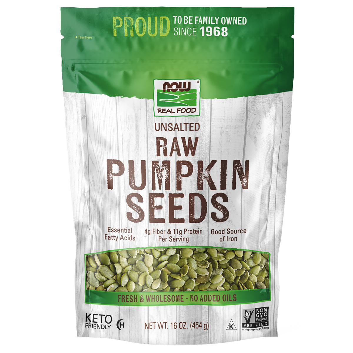 Pumpkin Seeds, Raw & Unsalted - 16 oz.