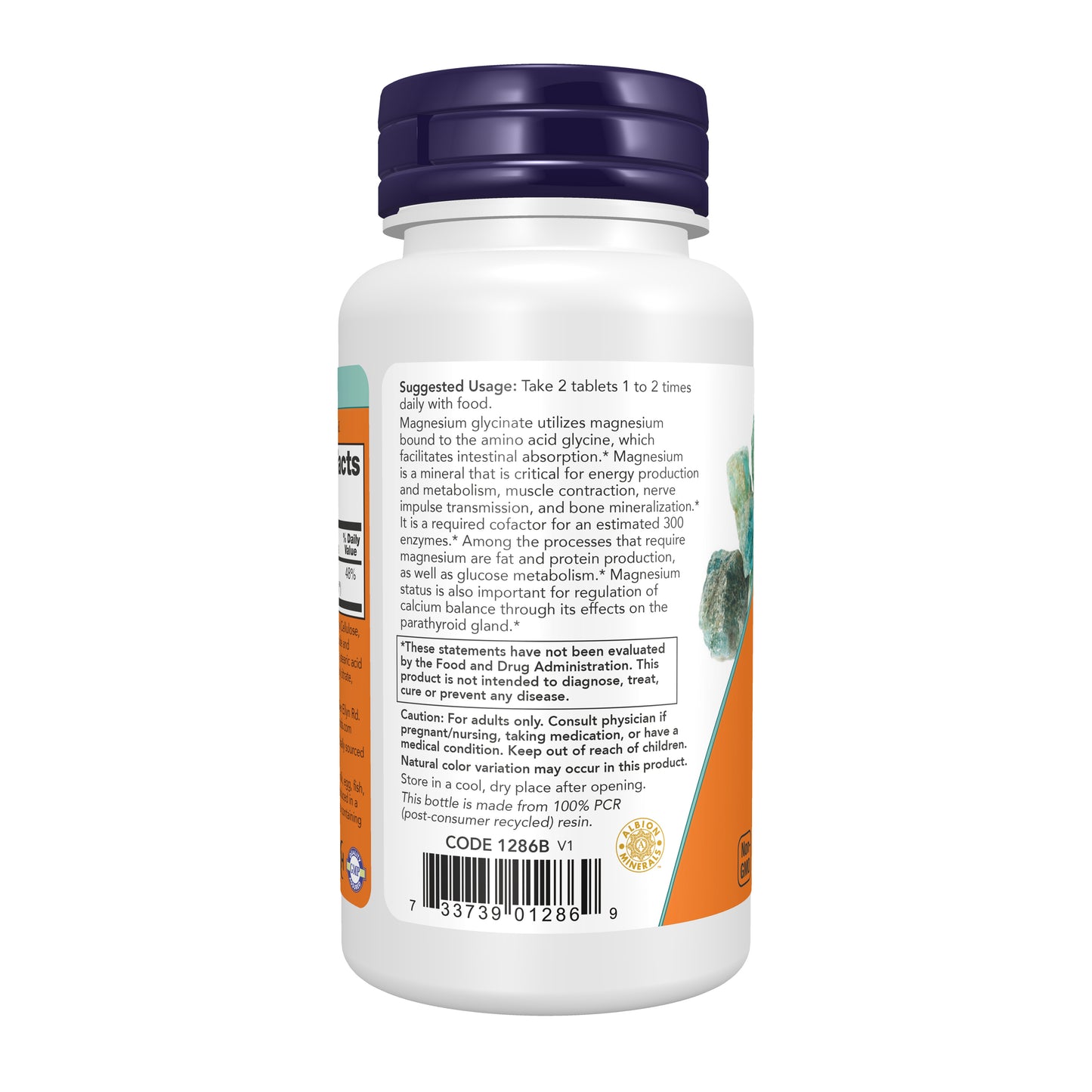 NOW Magnesium Glycinate vegetarian vegan supplement bottle