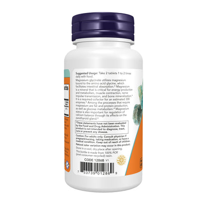 NOW Magnesium Glycinate vegetarian vegan supplement bottle