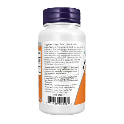 NOW PharmaGABA dietary supplement with magnesium citrate