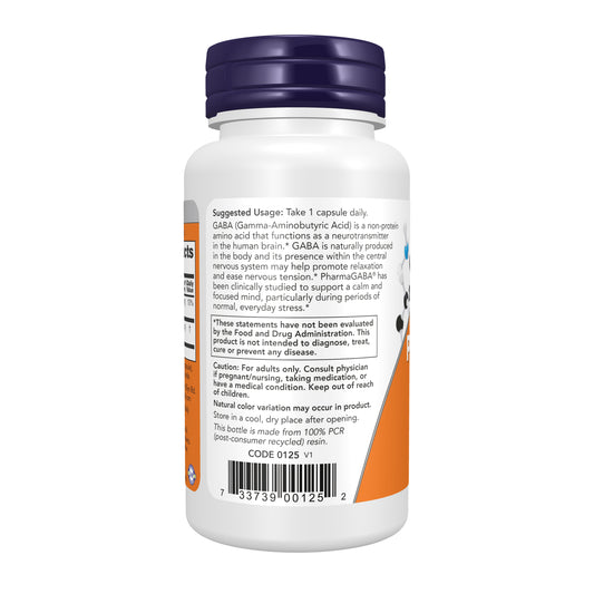 NOW PharmaGABA dietary supplement with magnesium citrate