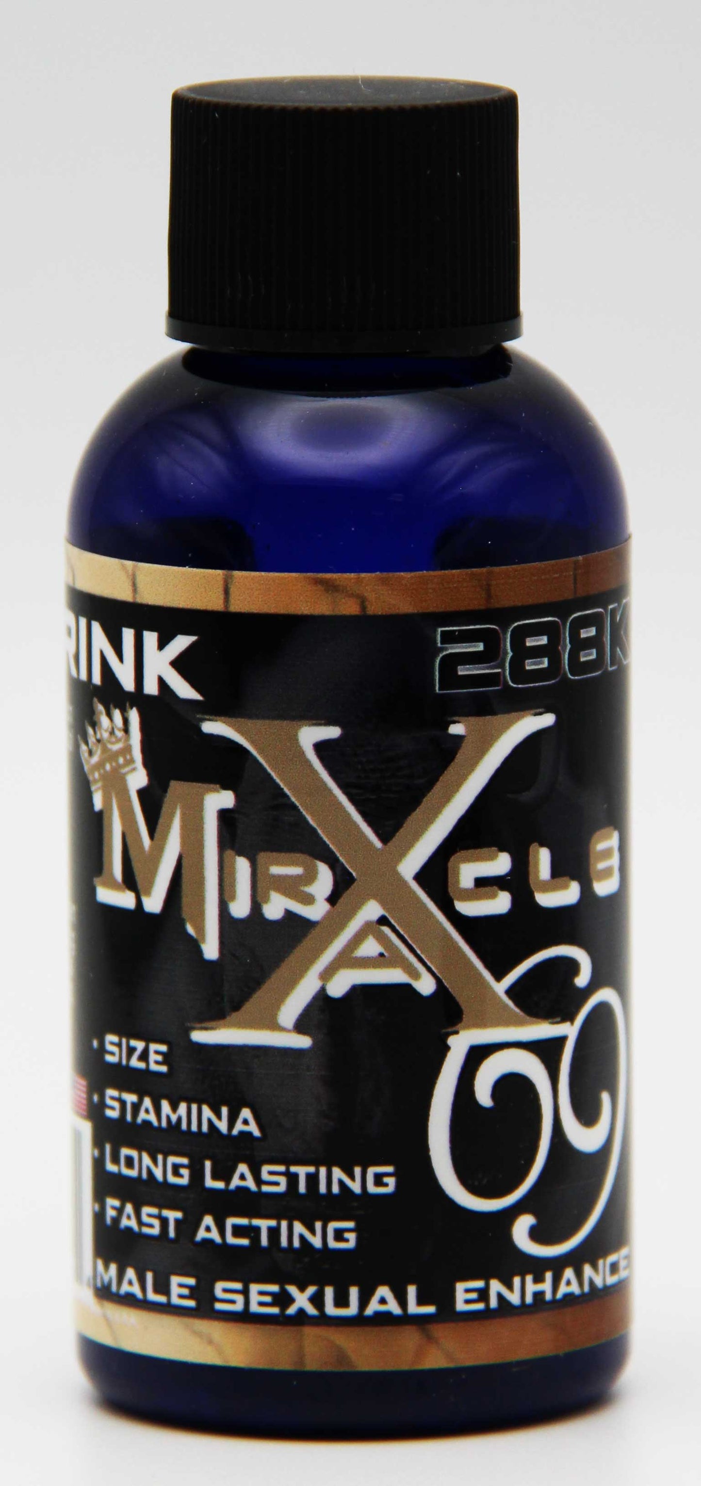 MiracleX Platinum 288K Male Enhancement Liquid Shot 2 fl oz bottle front view