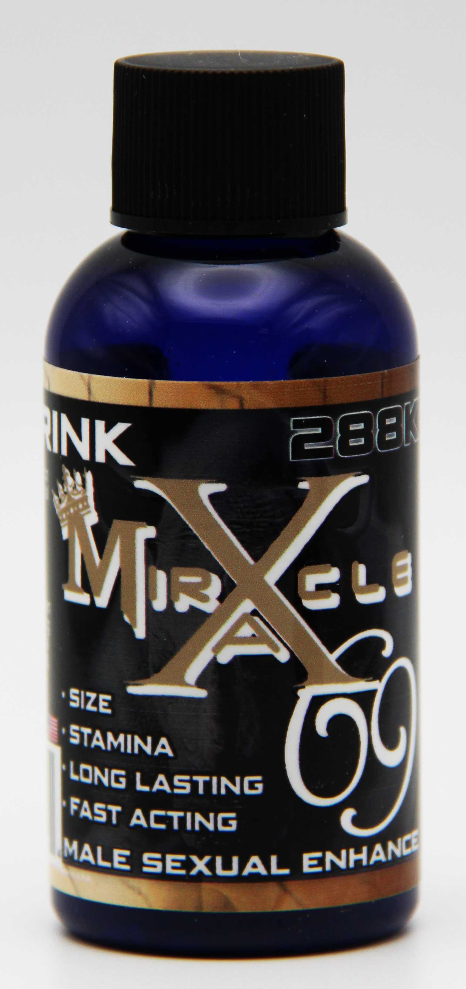MiracleX Platinum 288K Male Enhancement Liquid Shot 2 fl oz bottle front view