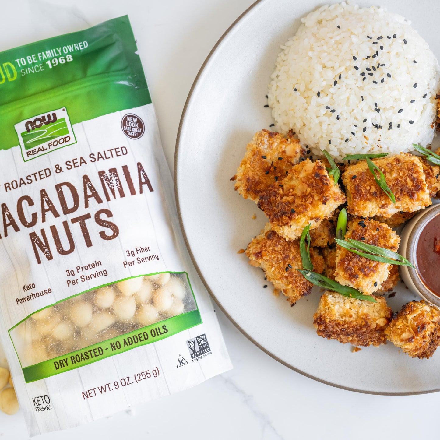 NOW Real Food Dry Roasted Macadamia Nuts, Sea Salted Keto Snack, No Added Oils, Non-GMO, 9 oz