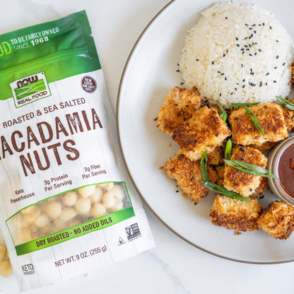 NOW Real Food Dry Roasted Macadamia Nuts, Sea Salted Keto Snack, No Added Oils, Non-GMO, 9 oz
