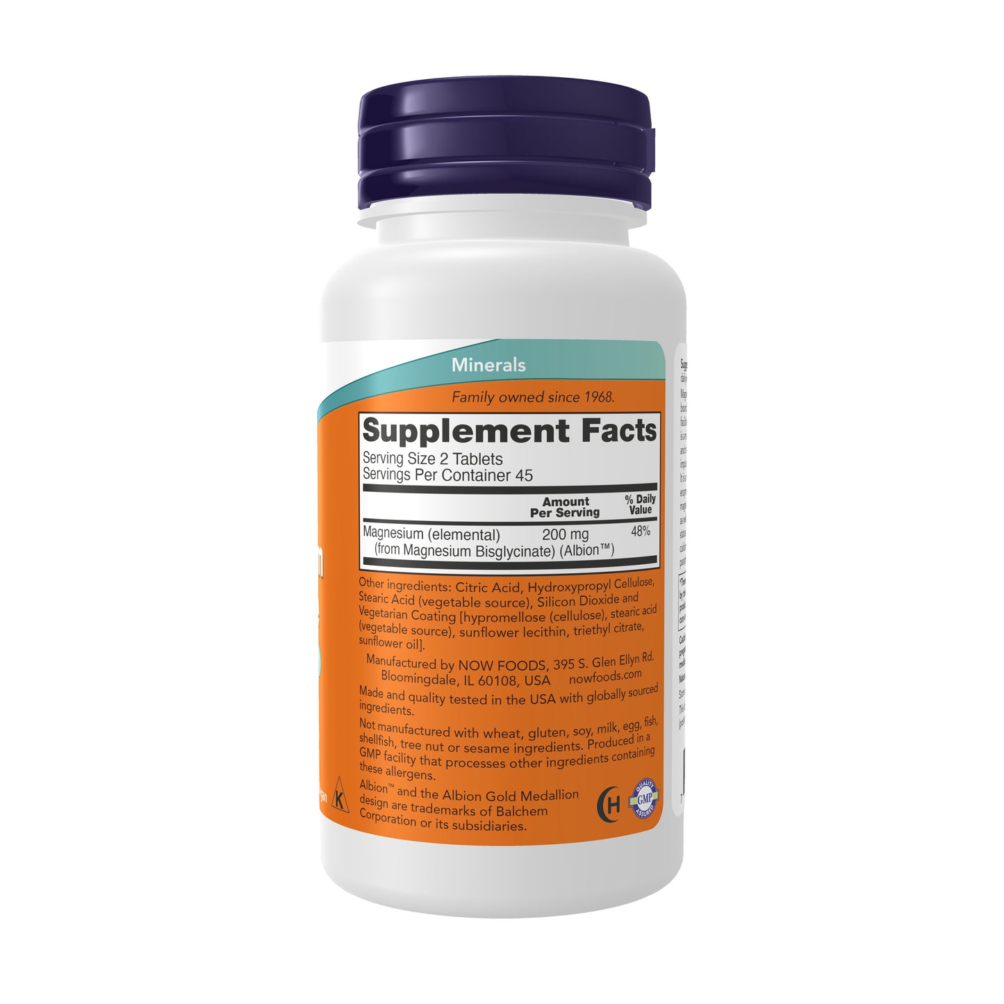 NOW Magnesium Glycinate 90 tablets for nervous system support