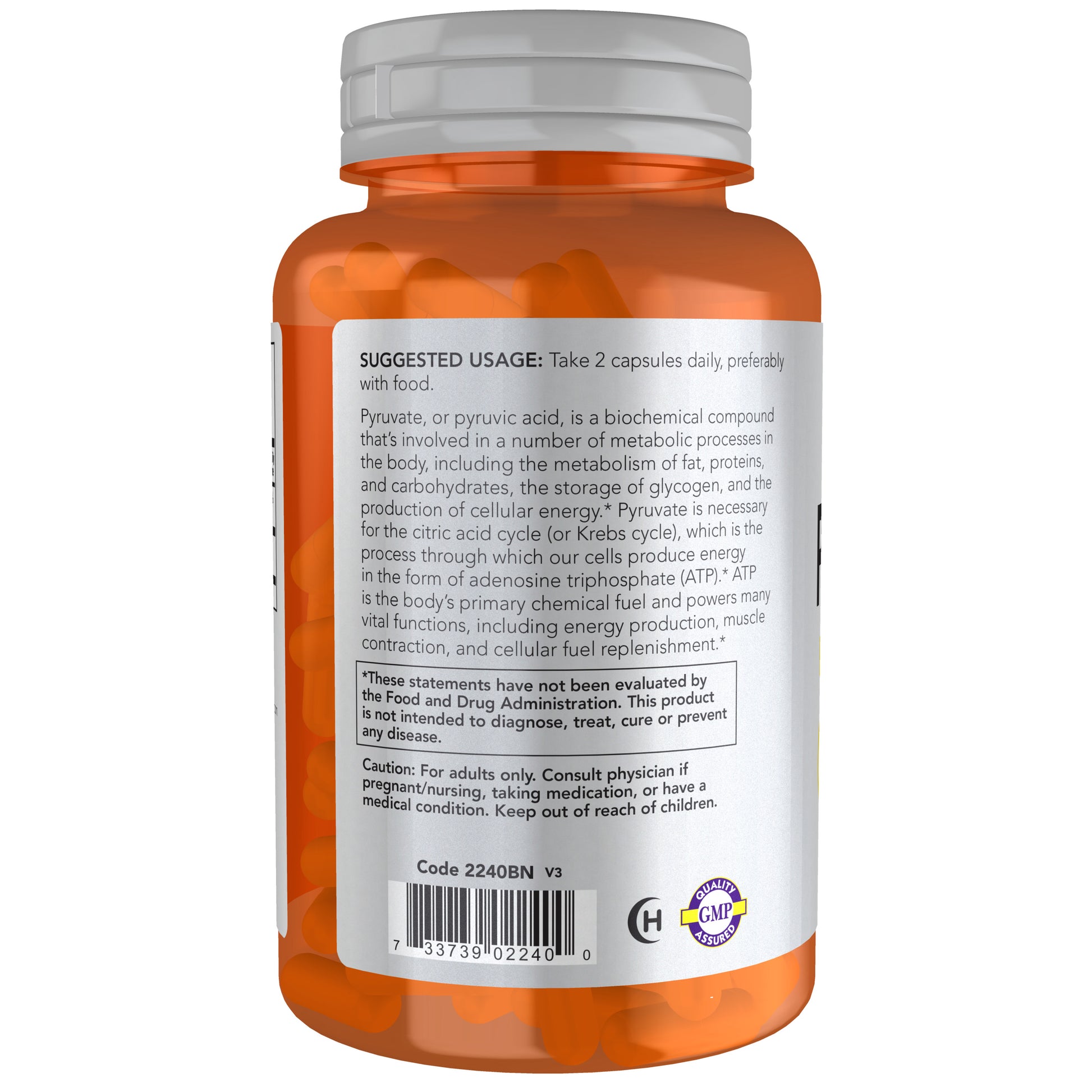NOW Sports Pyruvate 600 mg energy production supplement bottle