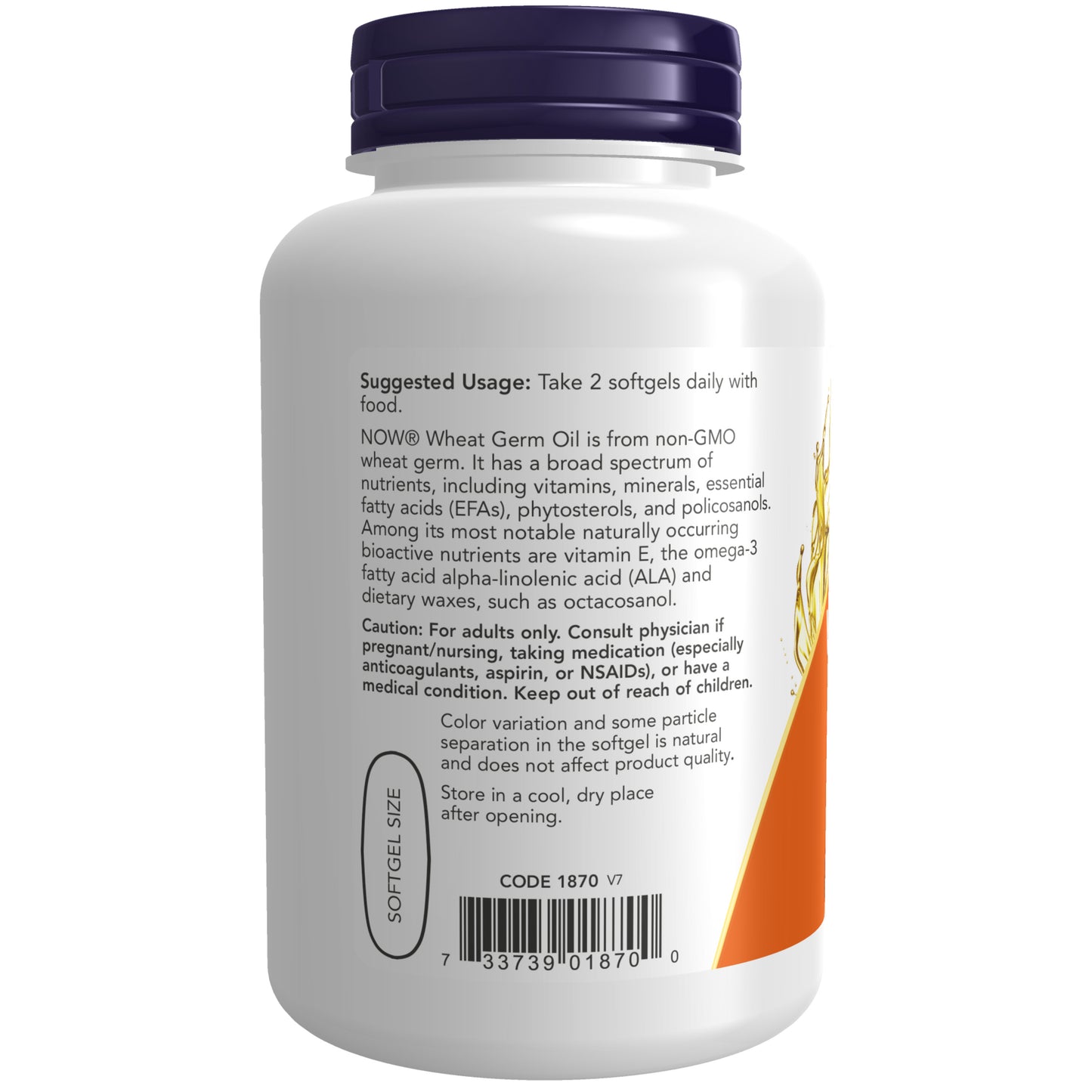 NOW Foods Wheat Germ Oil nutritional oil supplement with essential fatty acids