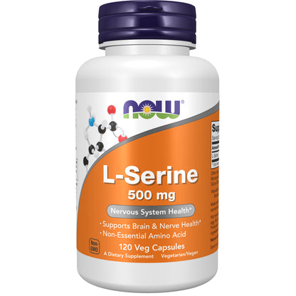 NOW Foods,  L-Serine 500 mg, Nervous System Health, 120 Veg Capsules