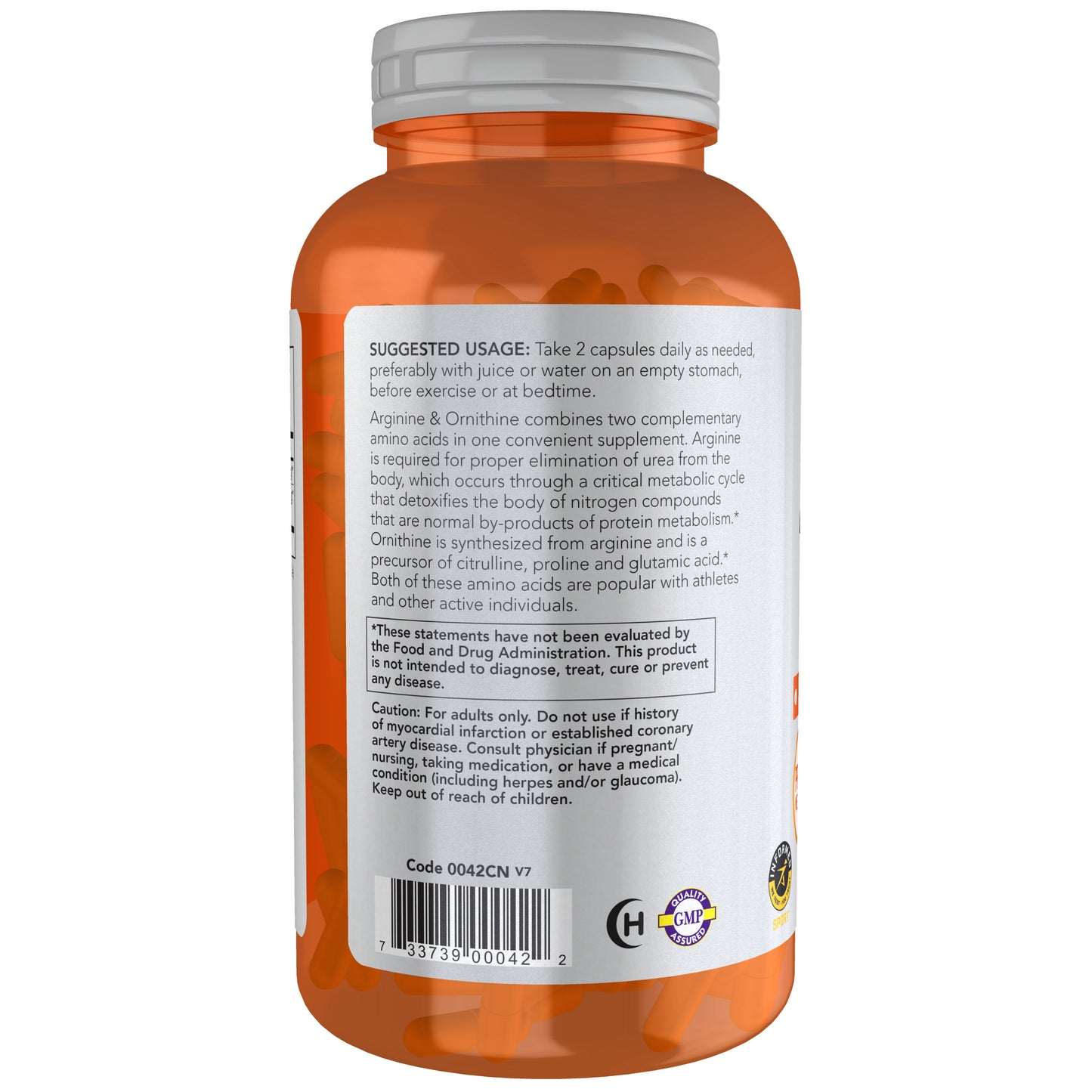 NOW Sports Arginine & Ornithine 500 mg/250 mg dietary supplement