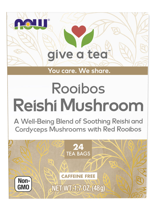 NOW Give a Tea® Rooibos Reishi Mushroom Tea – 24 Ct./Box